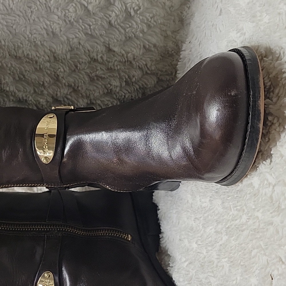 Michael Kors Leather Knee-High Riding Zip-Up Boots in Brown, Size 81/2M - Picture 4 of 5